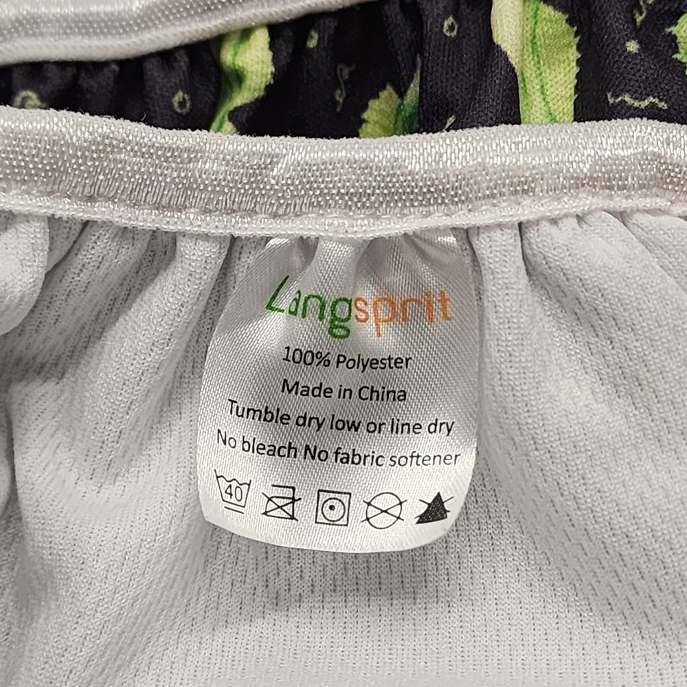 Langsprit Swim Diaper Kids Large Black Green Seahorse Reusable Cloth Snap Pool
